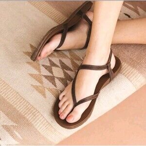 Chaco Rowan Women's 5 Brown Leather Strappy Sandals Slingback Thong Comfort shoe